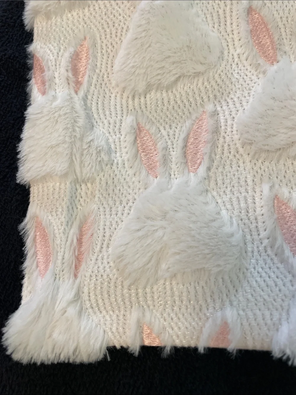 White & Pink Bunny Ear Plush Throw Pillow Covers (Pair) new
